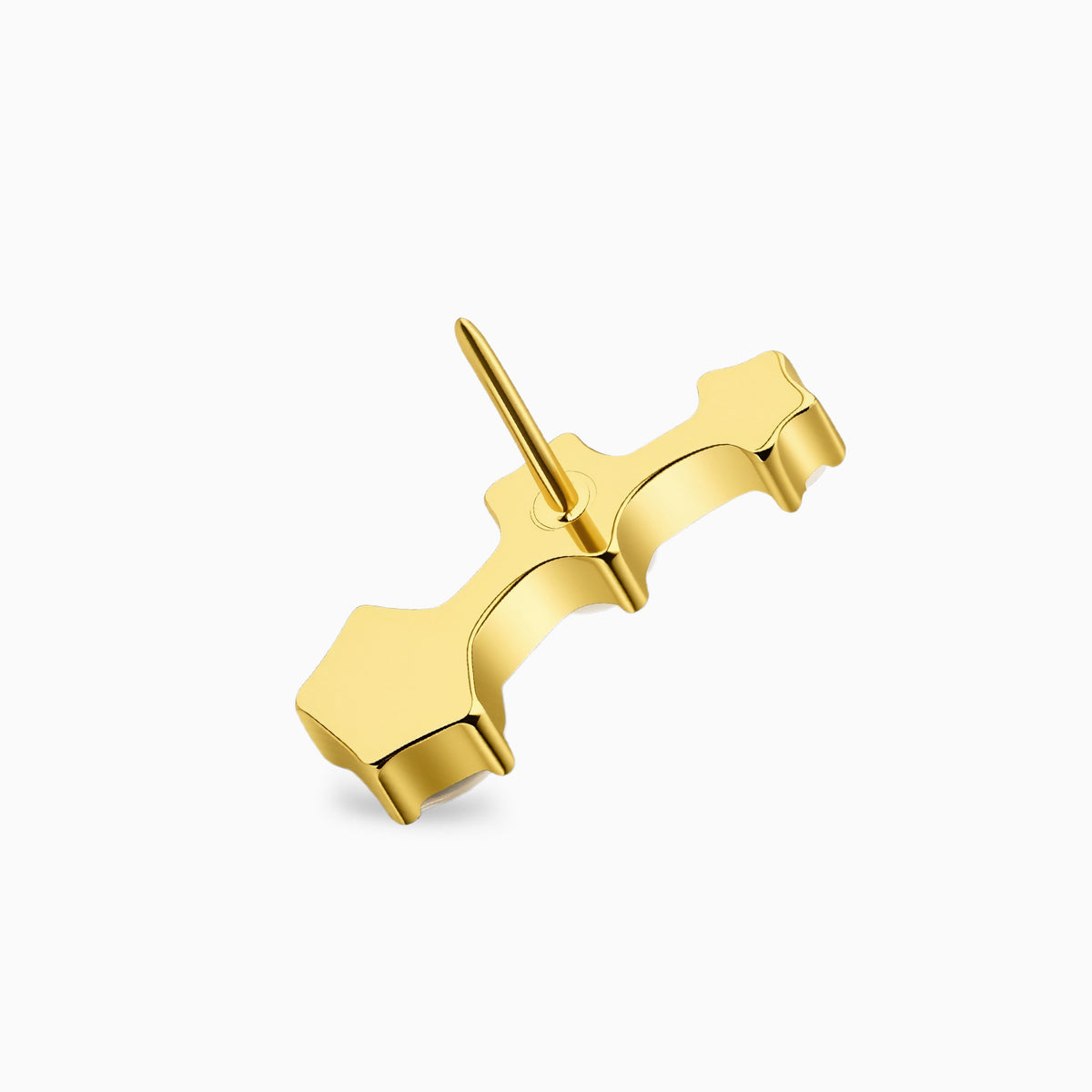 18Kt Gold PVD Titanium Threadless Graduated Triple Round Gem Curve Top