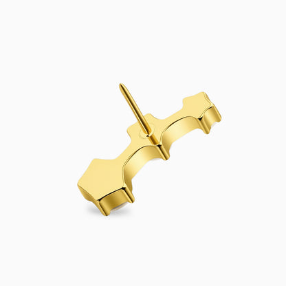 18Kt Gold PVD Titanium Threadless Graduated Triple Round Gem Curve Top