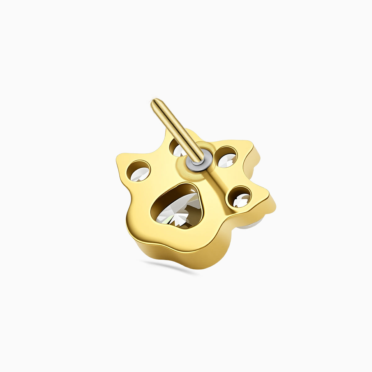 18Kt Gold PVD Titanium Threadless Paw Print Top