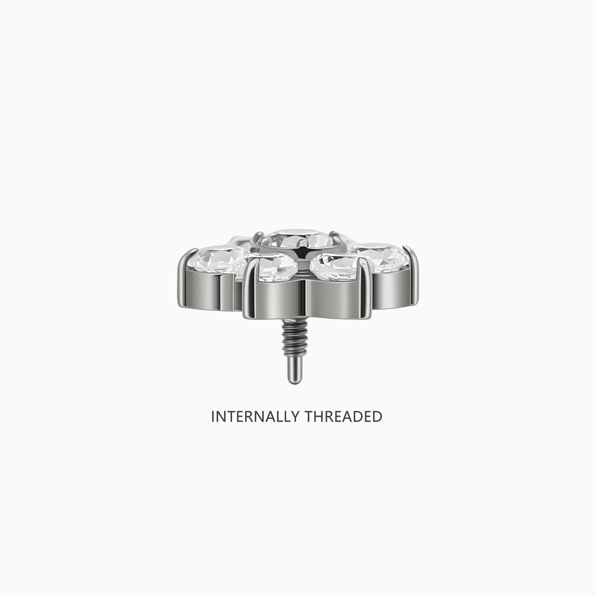Titanium Internally Threaded CZ Six-Petal Flower Top