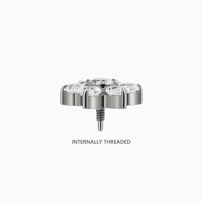 Titanium Internally Threaded CZ Six-Petal Flower Top