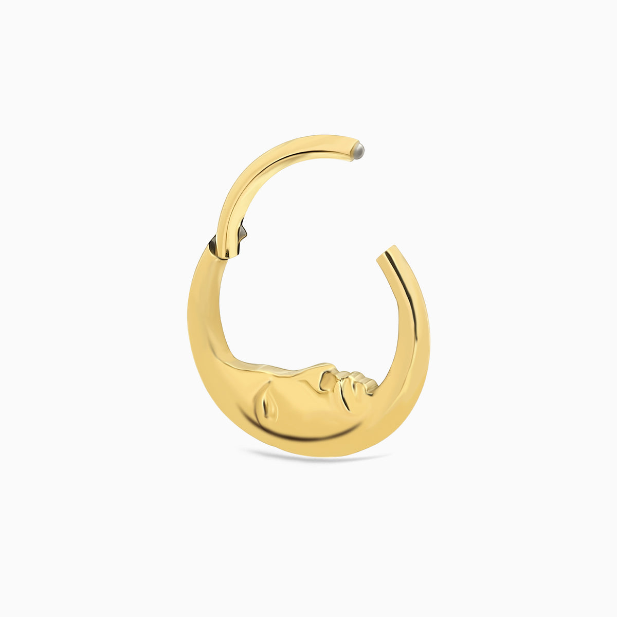 18Kt Gold PVD Titanium Crescent Moon Face Front Facing Hinged Segment Clicke