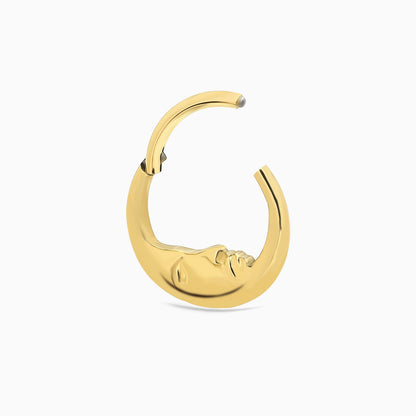 18Kt Gold PVD Titanium Crescent Moon Face Front Facing Hinged Segment Clicke