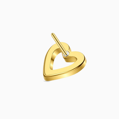18Kt Gold PVD Titanium Threadless Open Heart Gem Top
