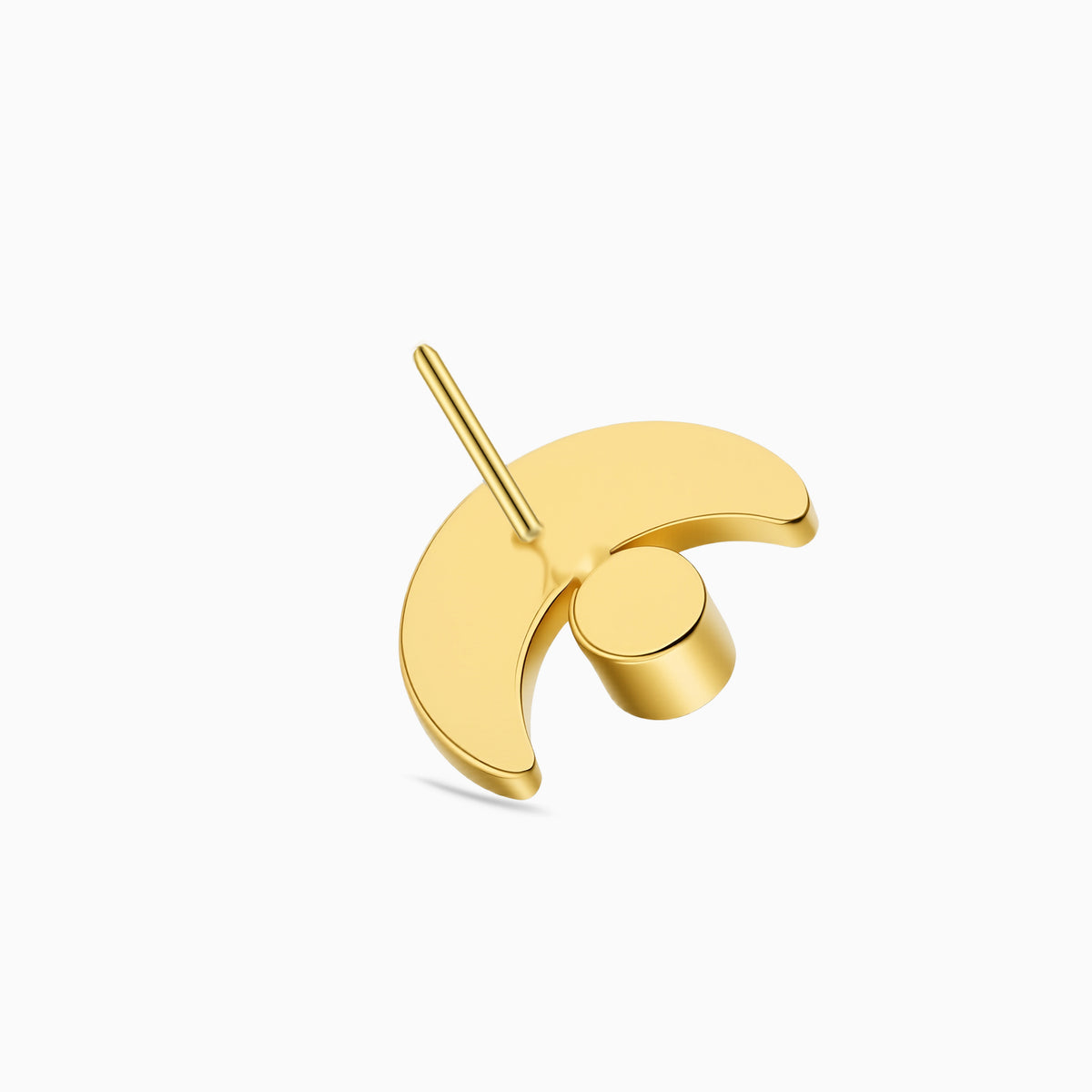 18Kt Gold PVD Titanium Threadless Crescent Moon with Bezel-Set Gem Top