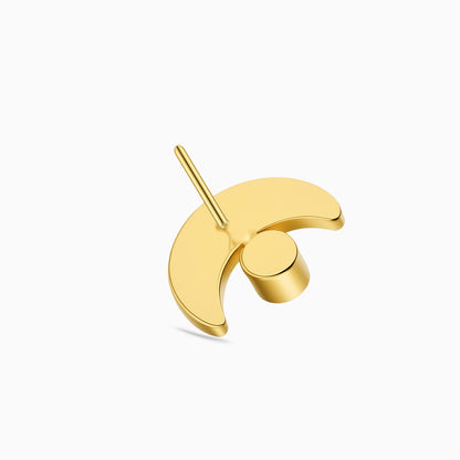18Kt Gold PVD Titanium Threadless Crescent Moon with Bezel-Set Gem Top