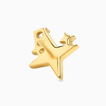 24Kt Gold PVD Titanium Threadless Shooting Star CZ Top