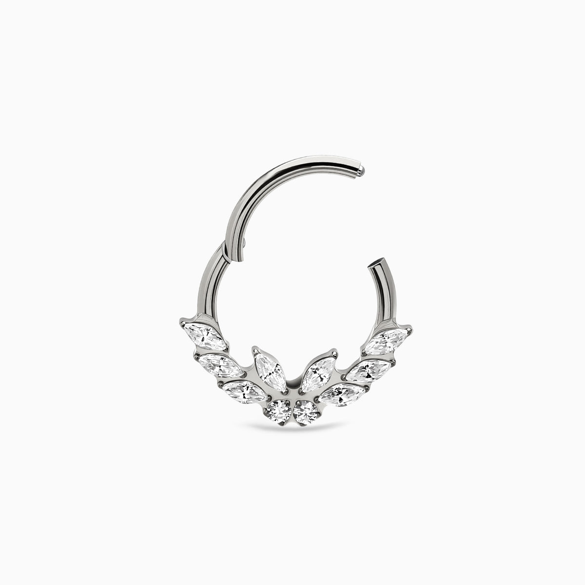 Titanium Marquise & Round Gem Cluster Front Facing Hinged Segment Clicker