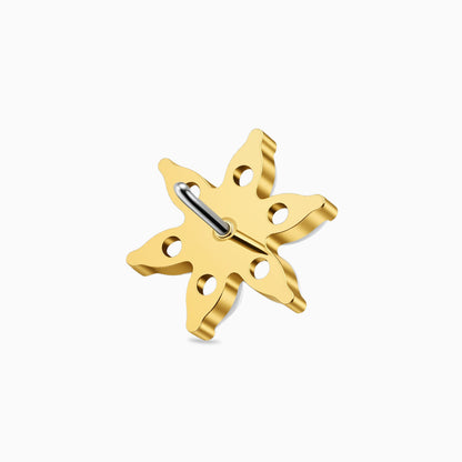 18Kt Gold PVD Titanium Threadless Six-Petal Flower Gem Top.