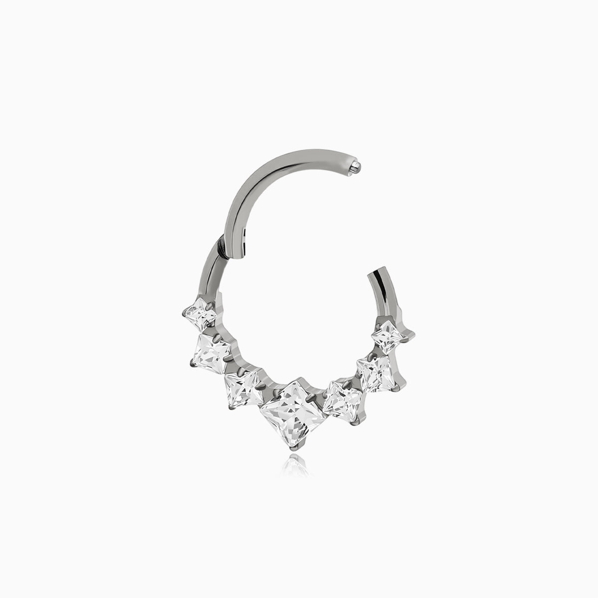Titanium Square Gem Cluster Front Facing Hinged Segment Clicker