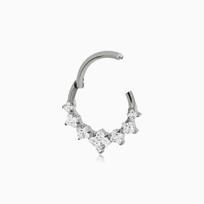 Titanium Square Gem Cluster Front Facing Hinged Segment Clicker