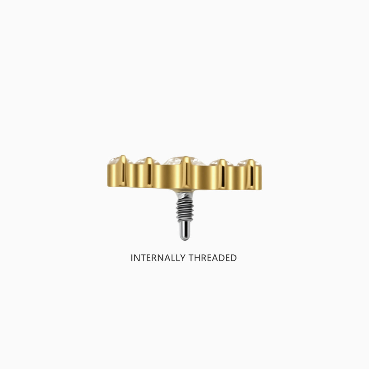 18K Gold PVD Titanium Internally Threaded 5-CZ Curved Cluster Top