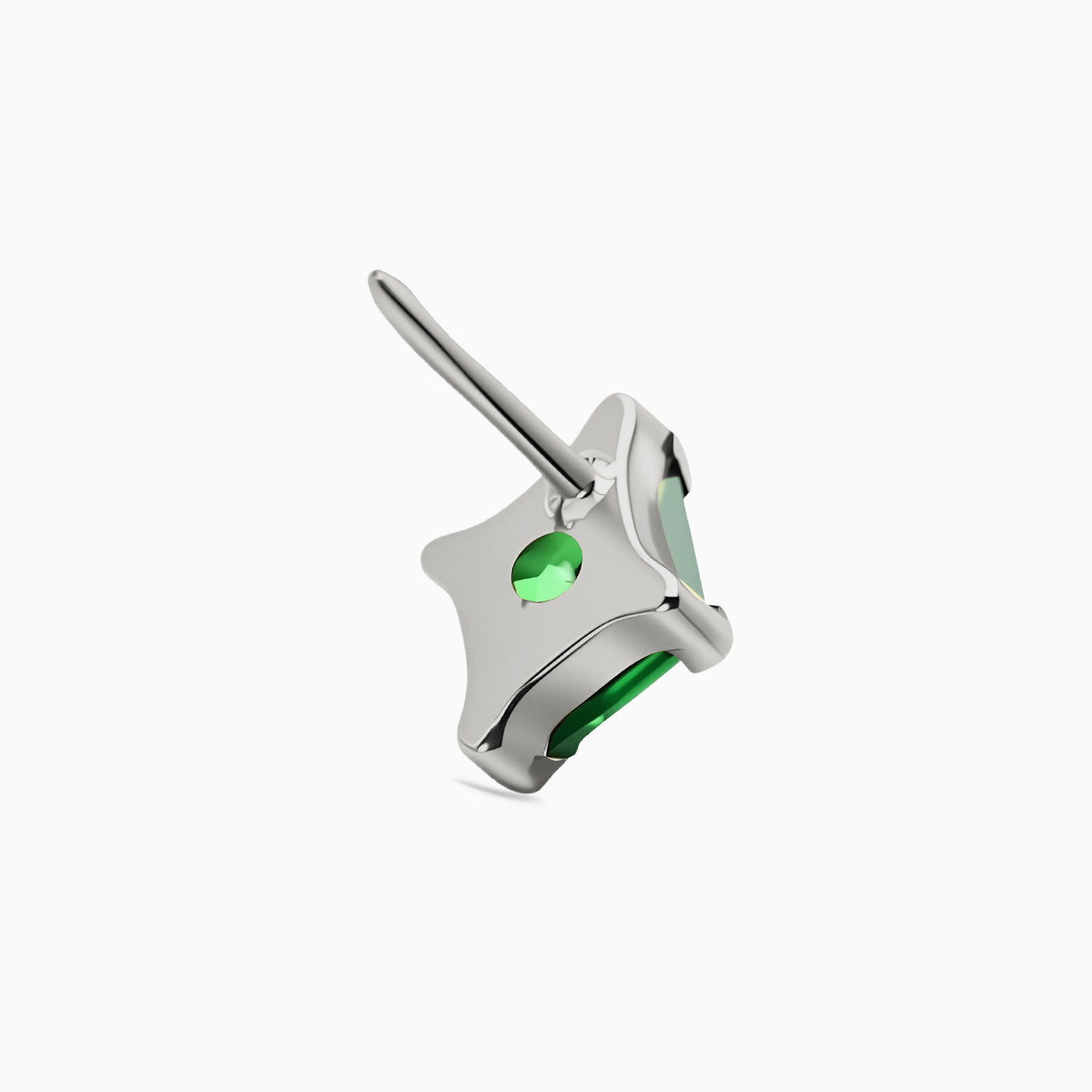 Titanium Threadless Synthetic Emerald Lozenge Top
