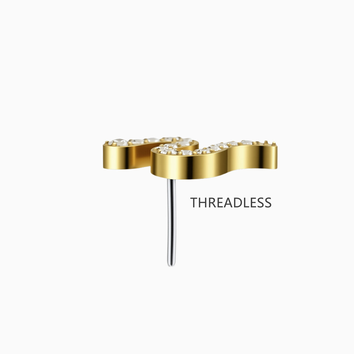 18Kt Gold PVD Titanium Threadless Paved Snake Top