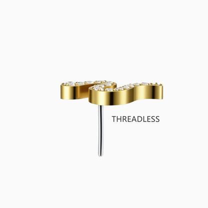 18Kt Gold PVD Titanium Threadless Paved Snake Top