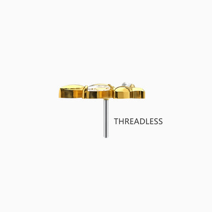 18Kt Gold PVD Titanium Threadless Leaf Top