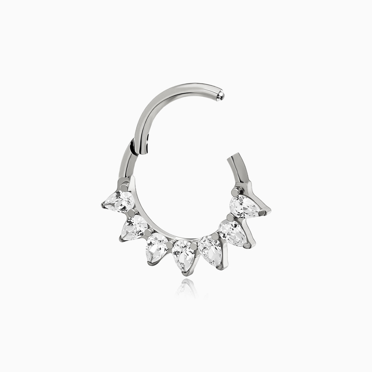 Titanium Pear Shape Gem Cluster Front Facing Hinged Segment Clicker