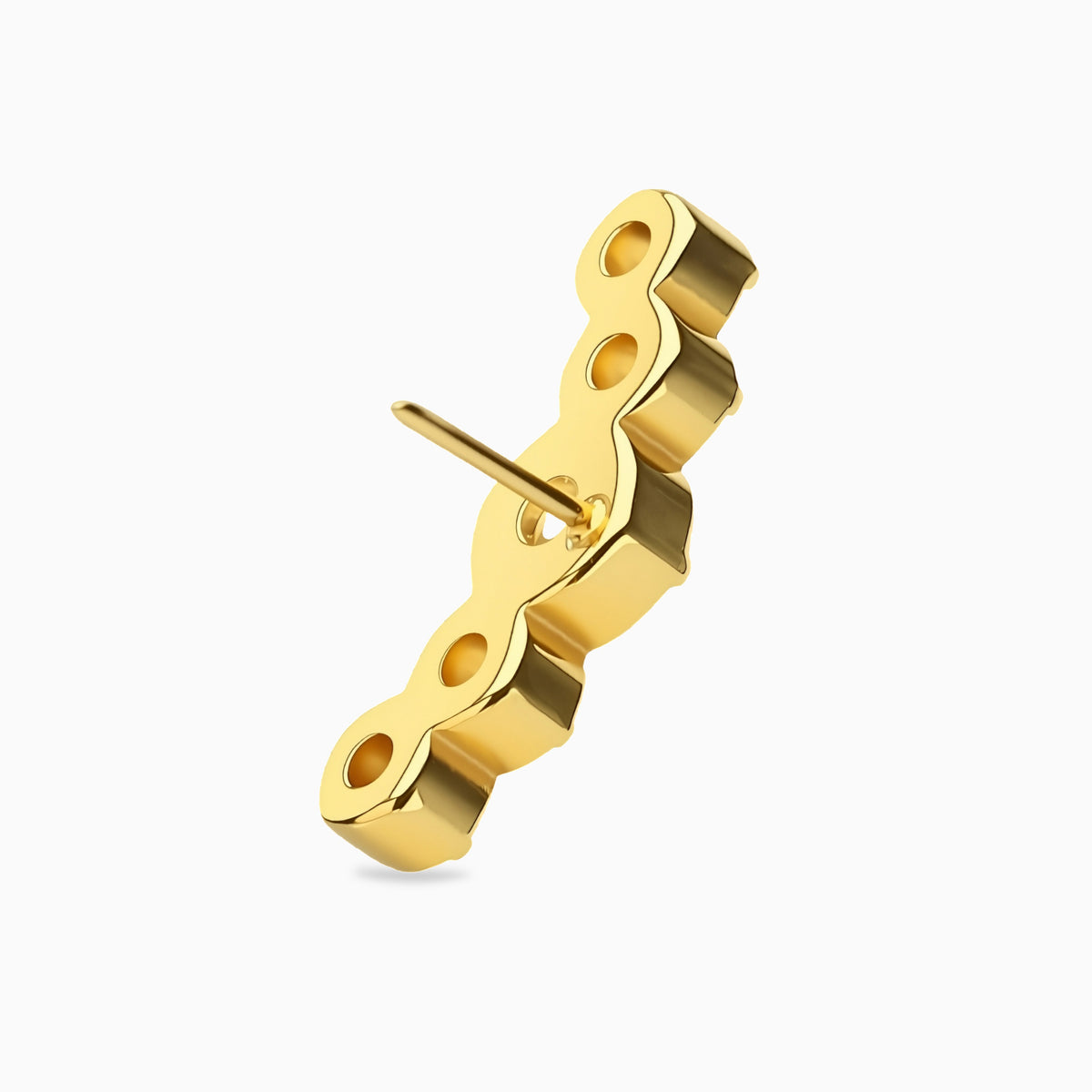 24Kt Gold PVD Titanium Threadless Curved 5-Stone Prong Set Gem Top