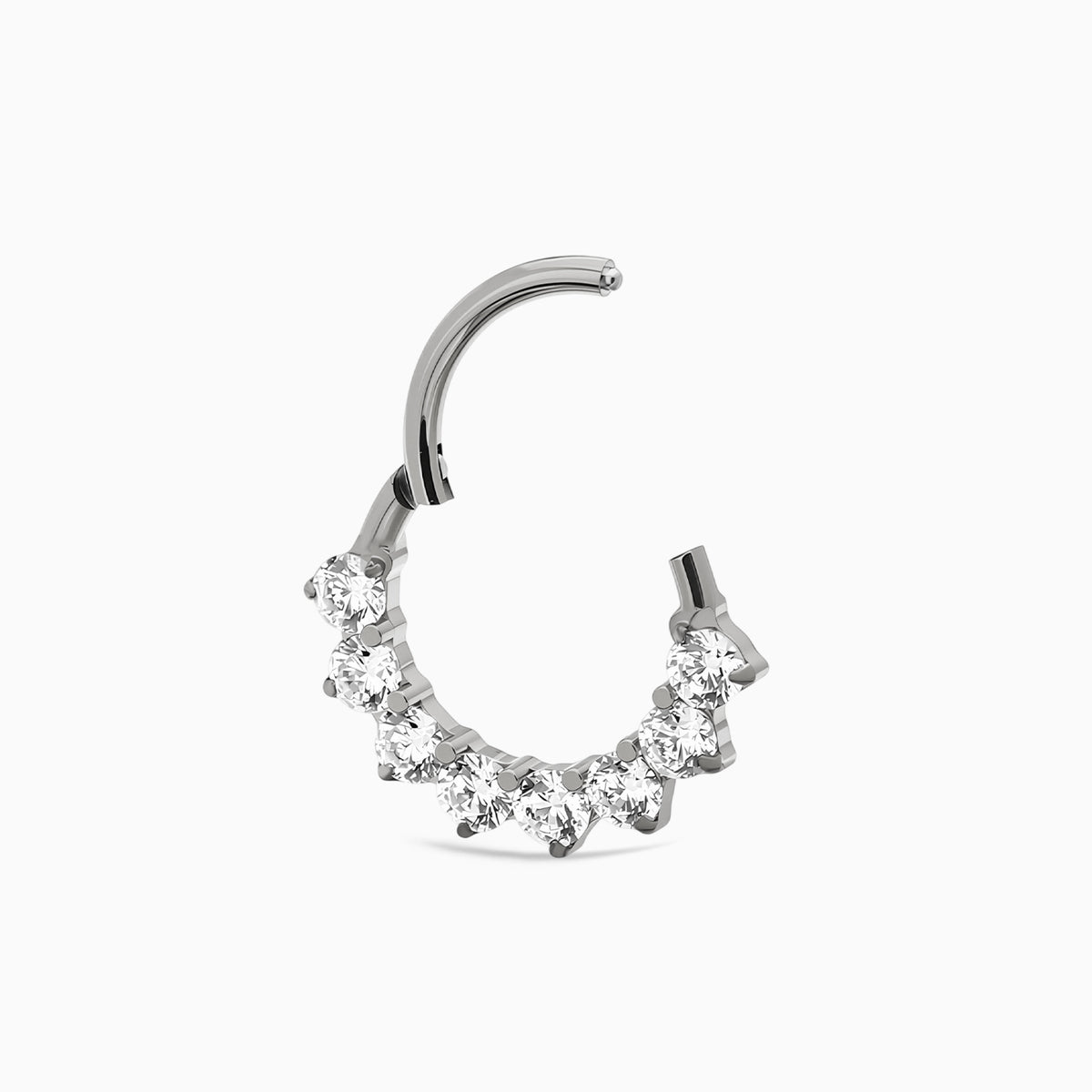 Titanium Round Prong Set Gem Cluster Front Facing Hinged Segment Clicker