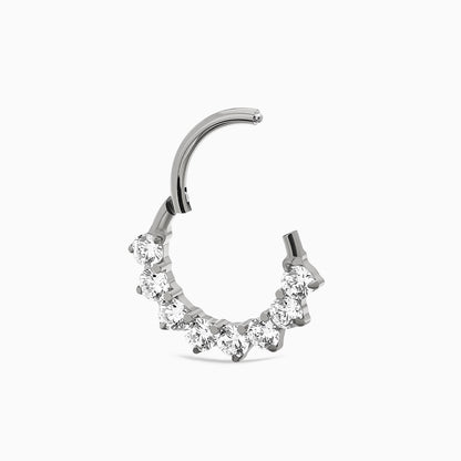 Titanium Round Prong Set Gem Cluster Front Facing Hinged Segment Clicker
