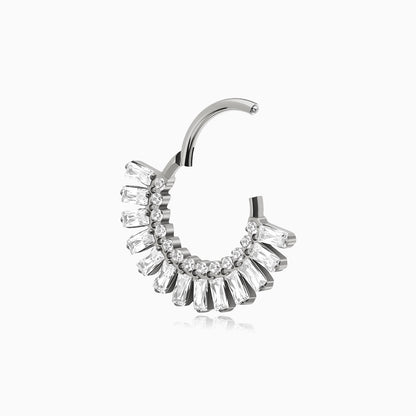 Titanium Baguette and Round Gem Fan Front Facing Hinged Segment Clicker