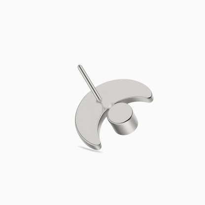 Titanium Threadless Crescent Moon with Bezel-Set Gem Top