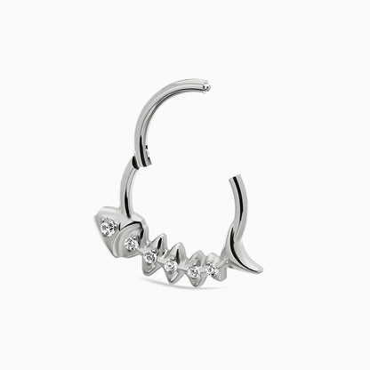 Titanium Fishbone Round Gem Front Facing Hinged Segment Clicker