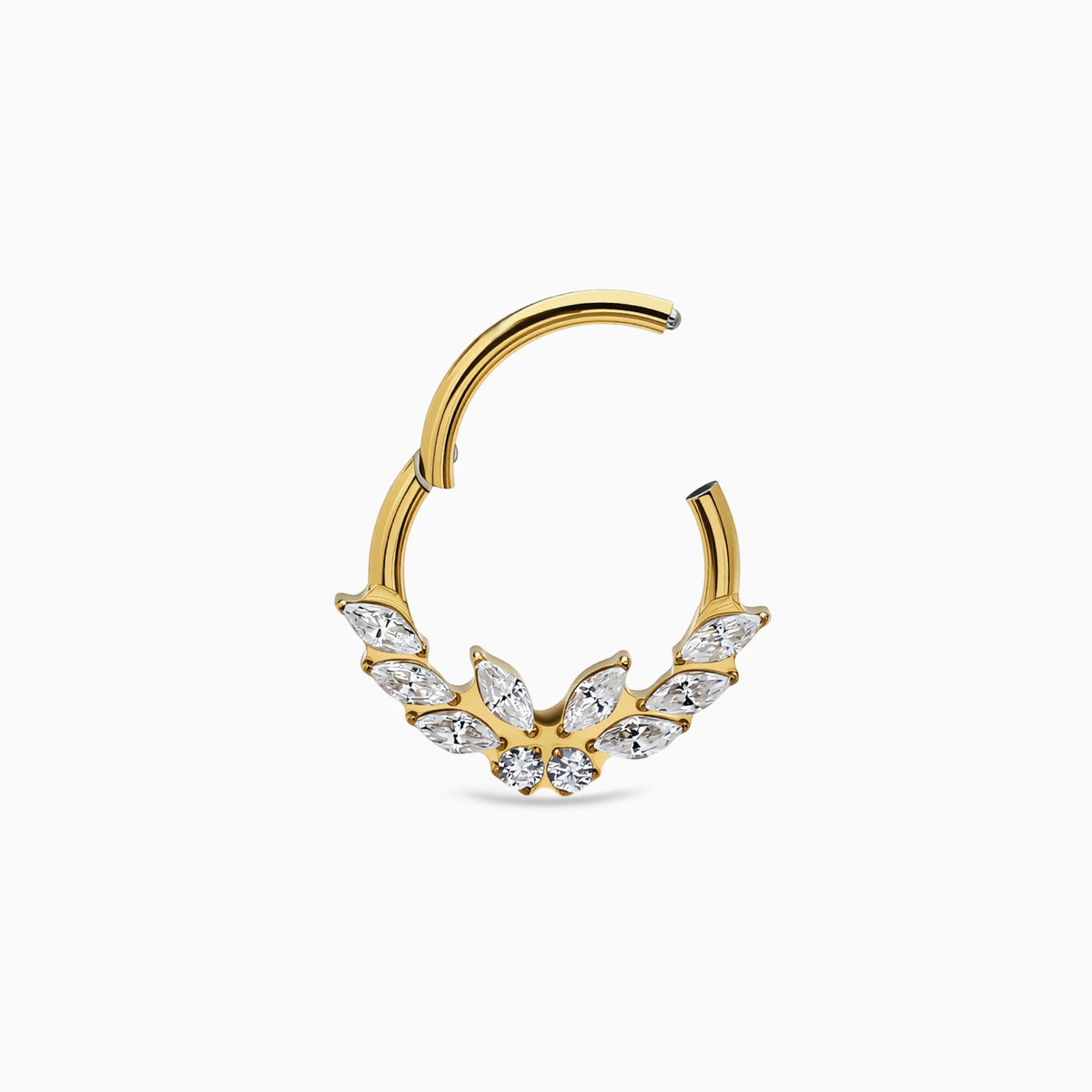 18Kt Gold PVD Titanium Marquise & Round Gem Cluster Hinged Segment Clicker