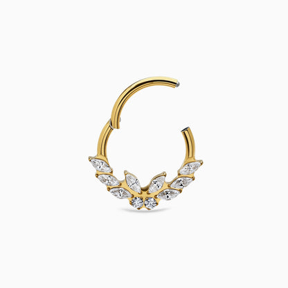 18Kt Gold PVD Titanium Marquise & Round Gem Cluster Hinged Segment Clicker