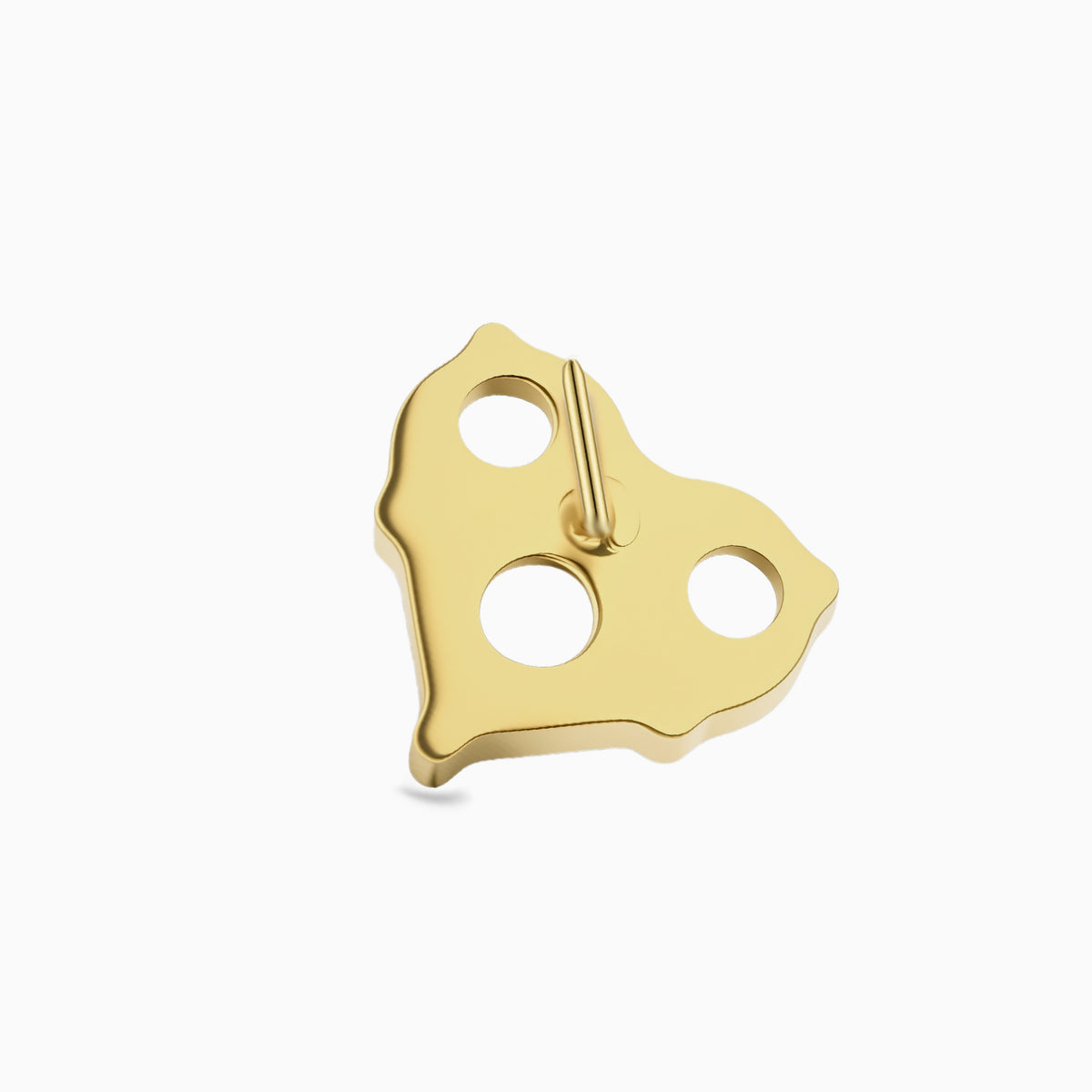 18Kt Gold PVD Titanium Threadless Prong-Set 3-Stone Heart Shape Cluster Top