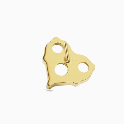 18Kt Gold PVD Titanium Threadless Prong-Set 3-Stone Heart Shape Cluster Top