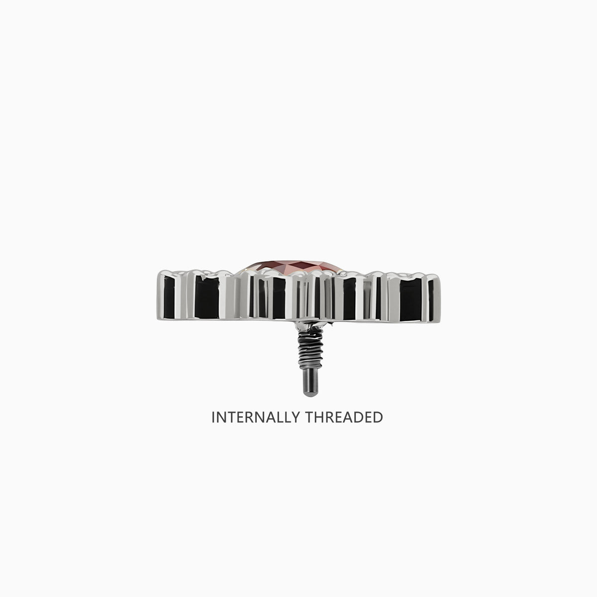 Titanium Internally Threaded Red CZ Sunburst Top