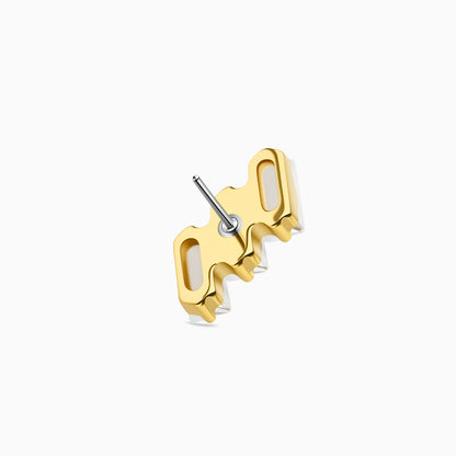 18Kt Gold PVD Titanium Threadless Triple Baguette Gem Curve Top