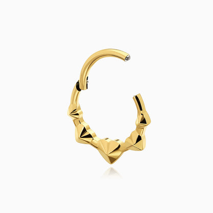 18Kt Gold PVD Titanium Heart Cluster Front Facing Hinged Segment Clicker