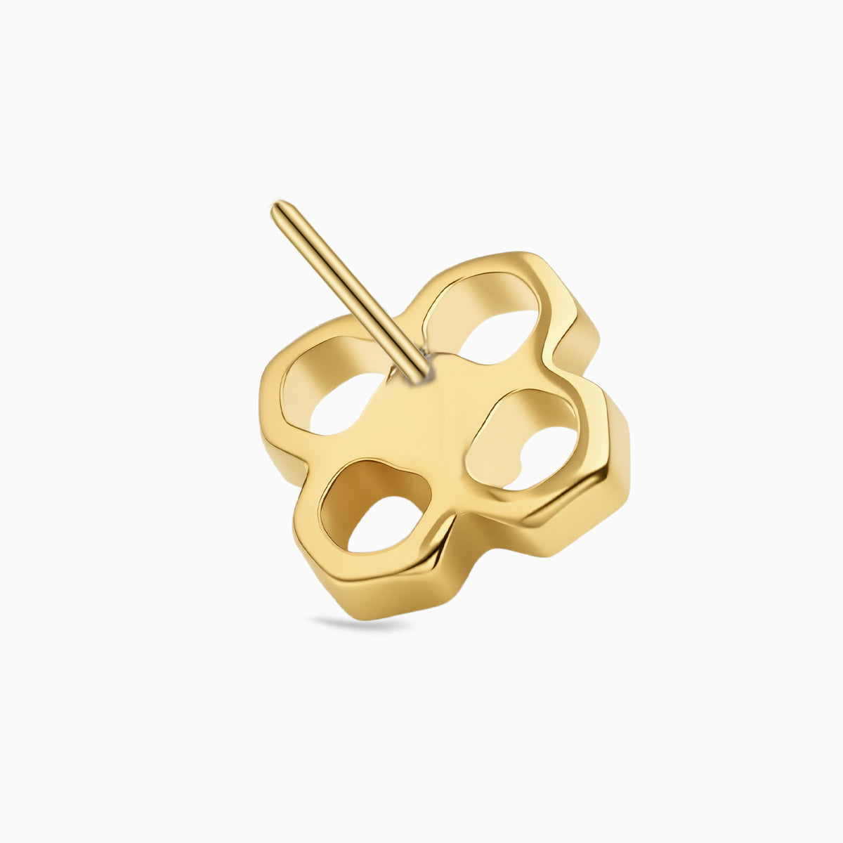 18Kt Gold PVD Titanium Threadless Open Flower Gem Top