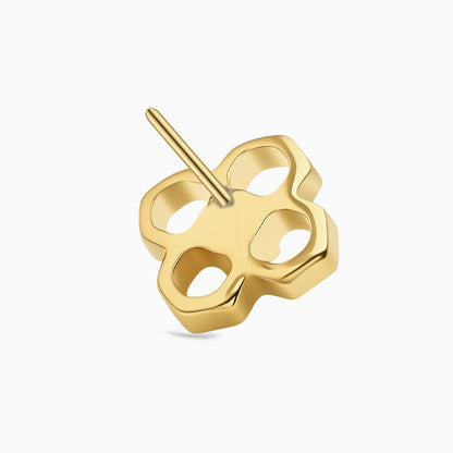 18Kt Gold PVD Titanium Threadless Open Flower Gem Top
