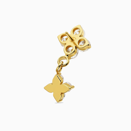 18Kt Gold PVD Titanium Threadless Dangle Four-Stone Cluster Top