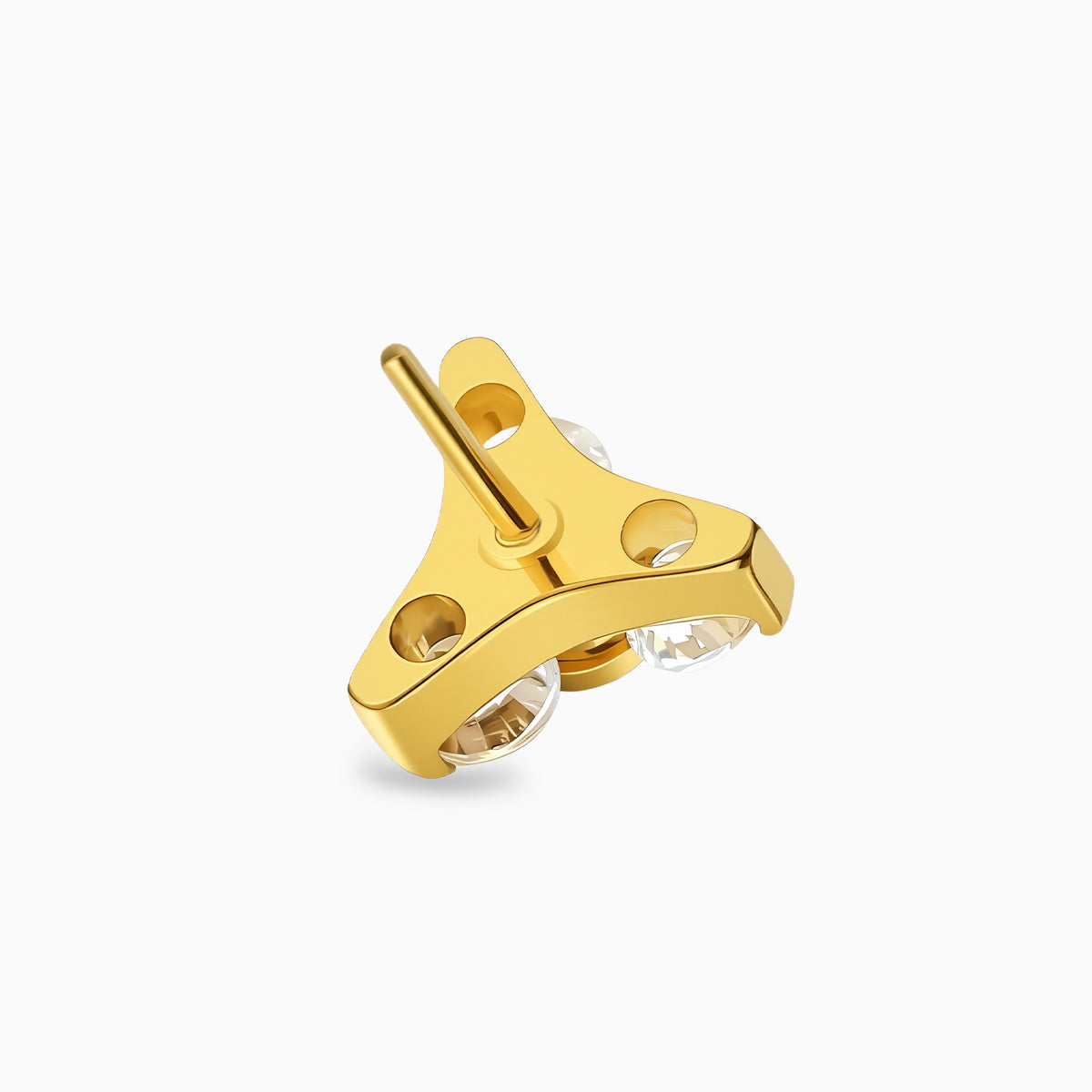 18Kt Gold PVD Titanium Threadless Trillion Cluster Gem Top.