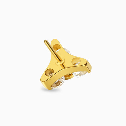 18Kt Gold PVD Titanium Threadless Trillion Cluster Gem Top.
