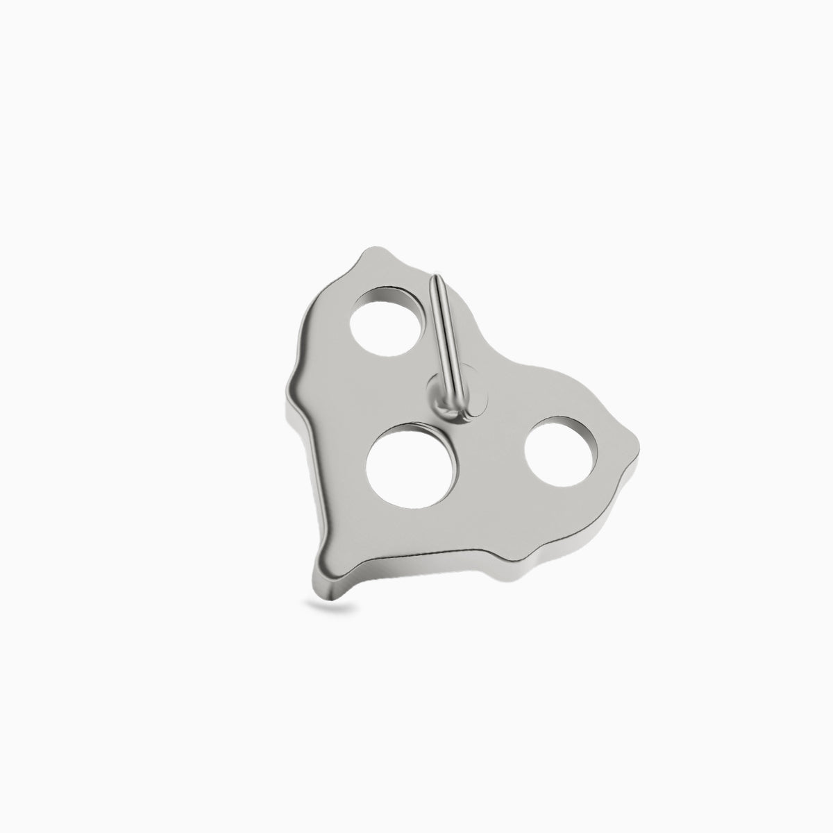 Titanium Threadless Prong-Set 3-Stone Heart Shape Cluster Top