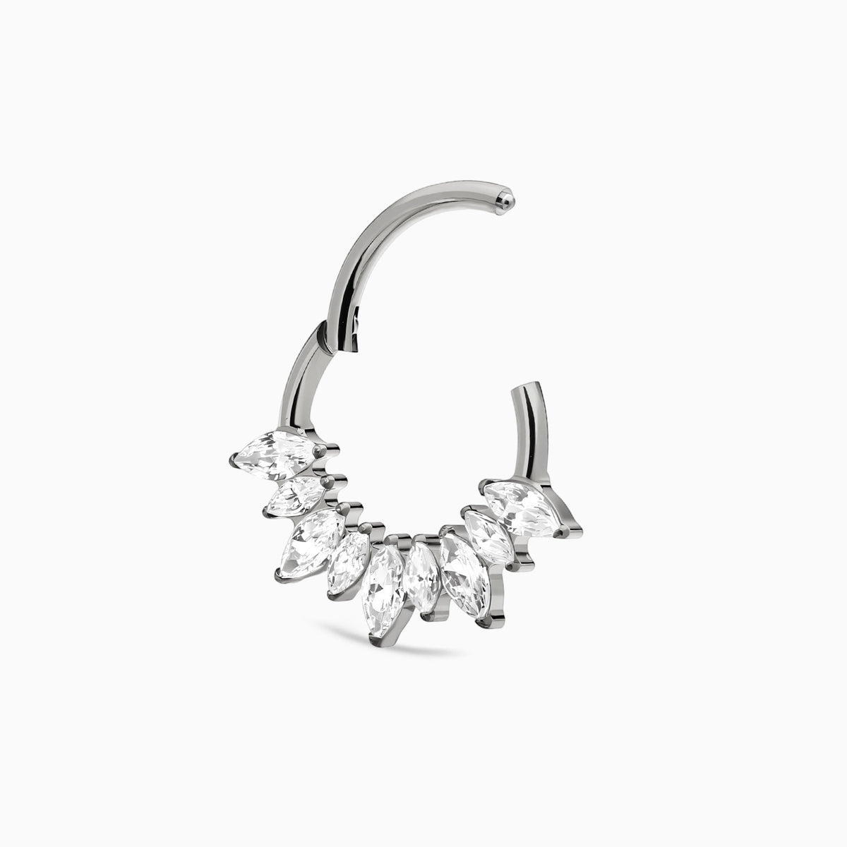 Titanium Marquise Gem Cluster Fan Front Facing Hinged Clicker