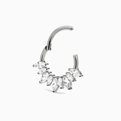 Titanium Marquise Gem Cluster Fan Front Facing Hinged Clicker