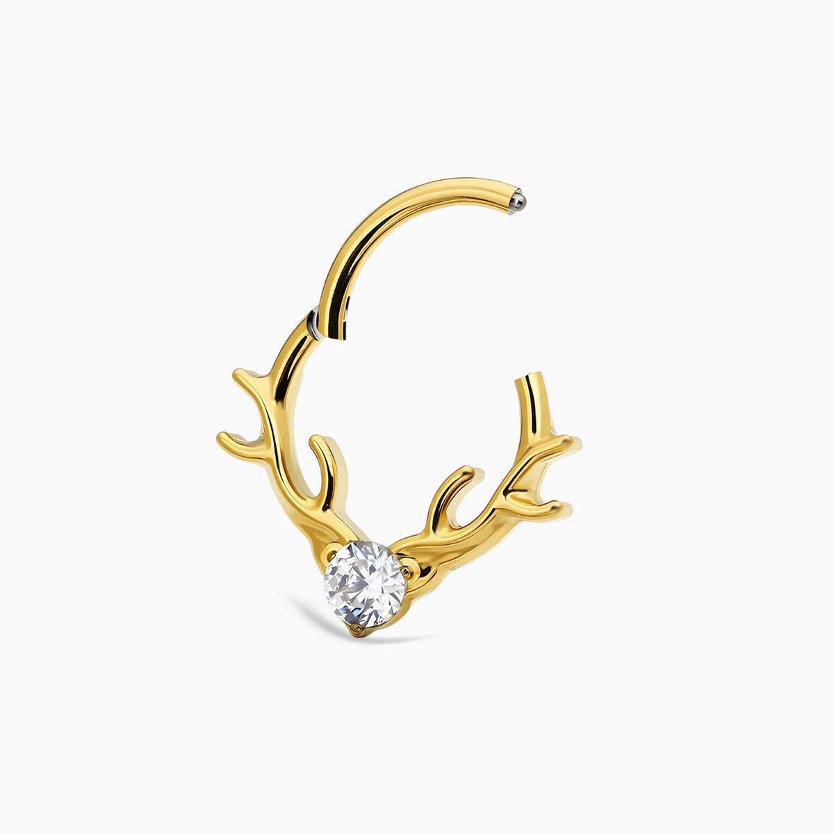18Kt Gold PVD Titanium Antler Front Facing Hinged Clicker