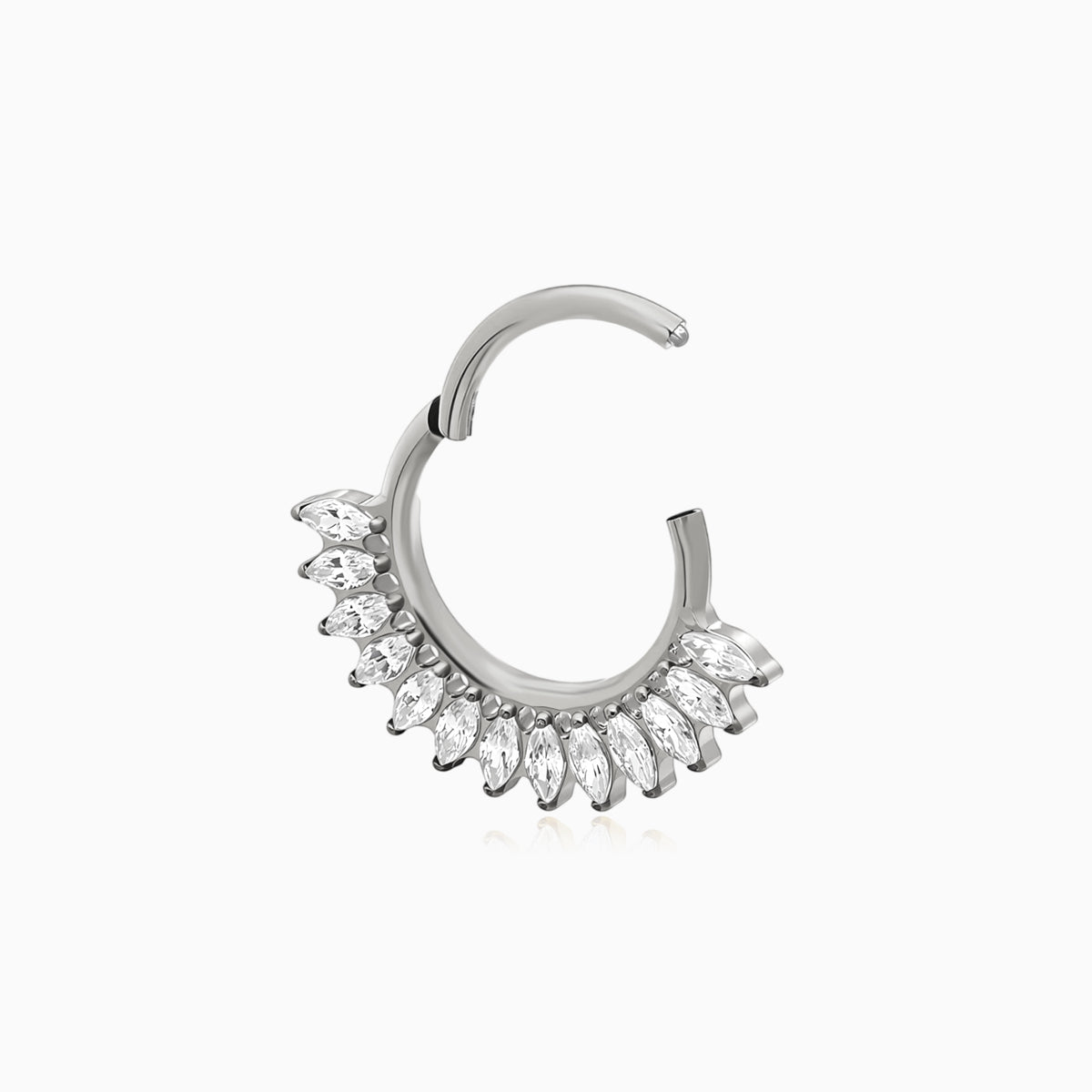Titanium Marquise Gem Fan Front Facing Hinged Segment Clicker