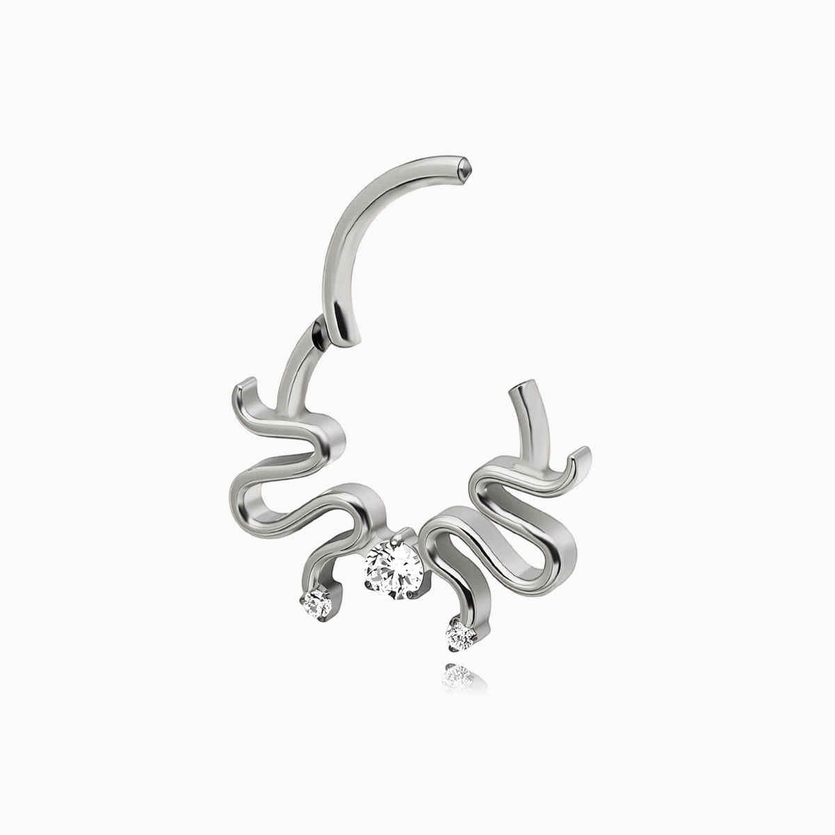 Titanium Snake Round Gem Front Facing Hinged Segment Clicker