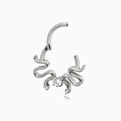 Titanium Snake Round Gem Front Facing Hinged Segment Clicker