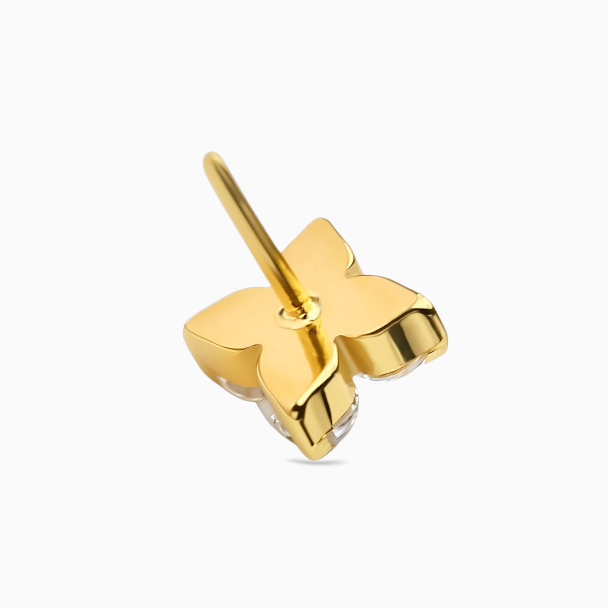 18Kt Gold PVD Titanium Threadless Four-Petal Flower Gem Top