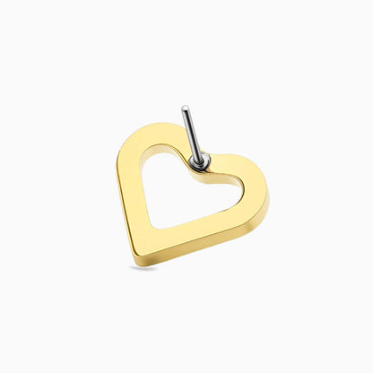 18Kt Gold PVD Titanium Threadless Half-Pave Heart Top