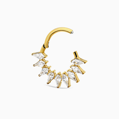 18Kt Gold PVD Titanium Kite Shape Gem Cluster Front Facing Hinged Segment Clicker