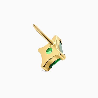 18Kt Gold PVD Titanium Threadless Synthetic Emerald Lozenge Top